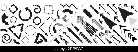 Large assembly of different arrows, many sizes of symbols - illustration Stock Vector