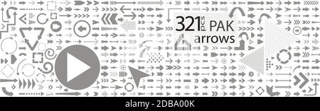 Large assembly of different arrows, many sizes of symbols - illustration Stock Vector
