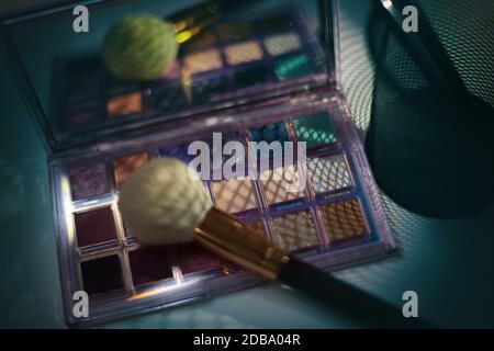Professional makeup brushes and tools composition Stock Photo