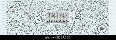 Large assembly of different arrows, many sizes of symbols - illustration Stock Vector
