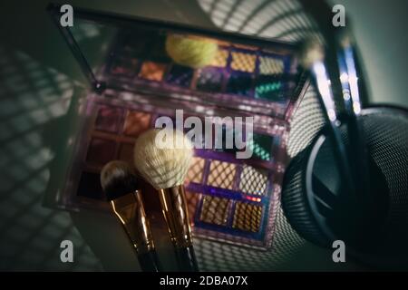 Professional makeup brushes and tools composition Stock Photo