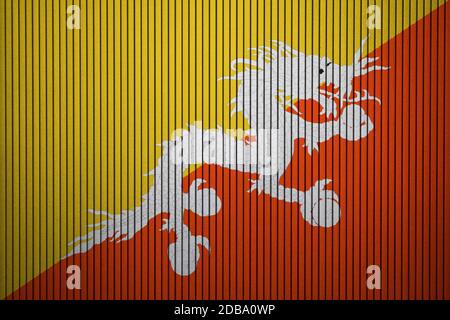 flag of Bhutan painted on cracked wall Stock Photo - Alamy