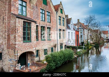 BRUGES, BELGIUM - MARCH, 2018: Canals of the historical and beautiful Bruges town in Belgium Stock Photo