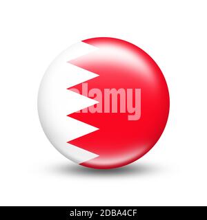 Bahrain country flag in sphere with white shadow - illustration Stock Photo