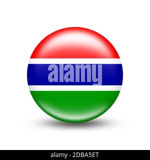 Gambia country flag in sphere with white shadow - illustration Stock Photo