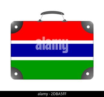 Gambia country flag in the form of a travel suitcase on a white background - illustration Stock Photo