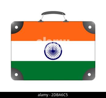 India flag in the form of a travel suitcase on a white background - illustration Stock Photo