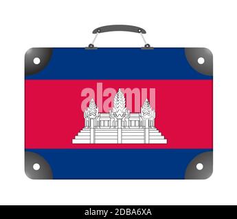 Cambodia flag in the form of a travel suitcase on a white background - illustration Stock Photo
