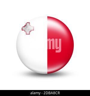 Malta country flag in sphere with white shadow - illustration Stock Photo