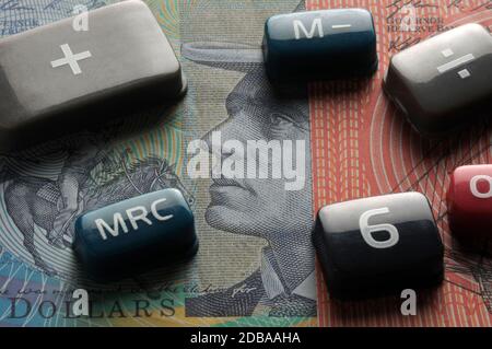 Calculator keys on australian  currency Stock Photo