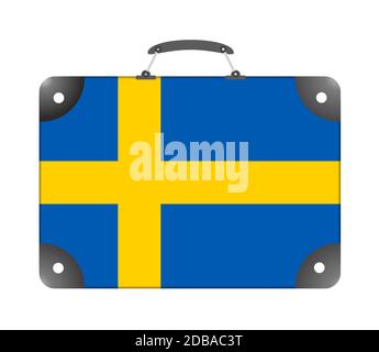 Sweden flag in the form of a travel suitcase on a white background - illustration Stock Photo