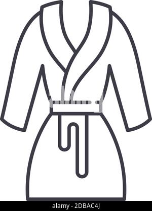 Spa bathrobe icon, linear isolated illustration, thin line vector, web design sign, outline concept symbol with editable stroke on white background. Stock Vector