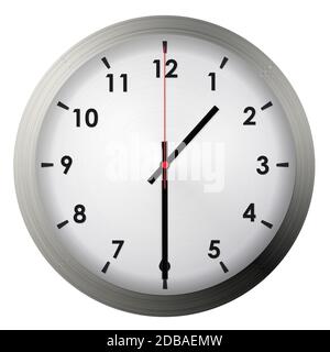 Analog metal wall clock isolated on white background Stock Photo - Alamy