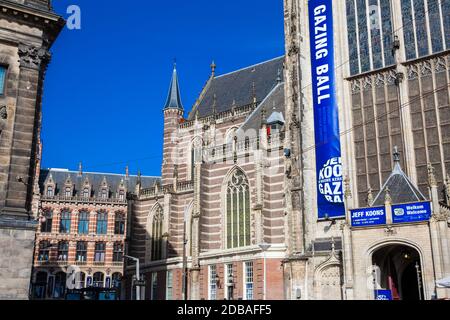 AMSTERDAM, NETHERLANDS - MARCH, 2018: The New Church located on Dam Square at the Old Central district in Amsterdam Stock Photo