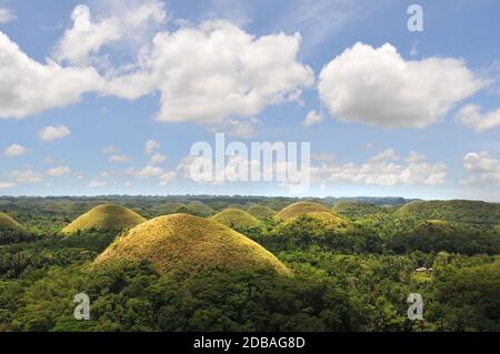 Famous Chocolate Hills on Bohol in the Philippines Stock Photo