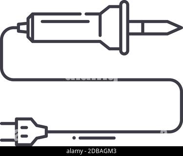Soldering iron concept icon, linear isolated illustration, thin line vector, web design sign, outline concept symbol with editable stroke on white Stock Vector
