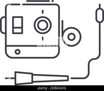 Soldering iron icon, linear isolated illustration, thin line vector, web design sign, outline concept symbol with editable stroke on white background. Stock Vector
