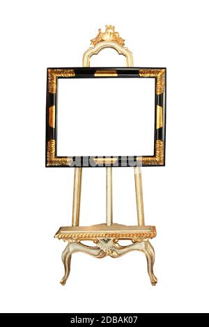 Floor easel with empty frame isolated included clipping path Stock Photo