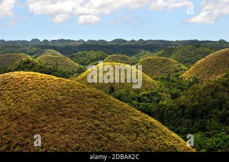 famous Chocolate Hills in the Philippinen Stock Photo