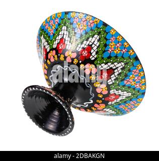 overturned handcrafted ceramic vase made in Atlas Mountain of Marocco in the middle of 20th century isolated on white background Stock Photo