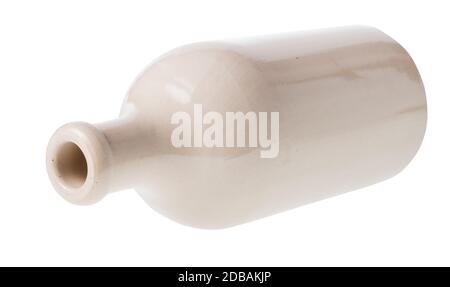 lying white ceramic bottle isolated on white background Stock Photo