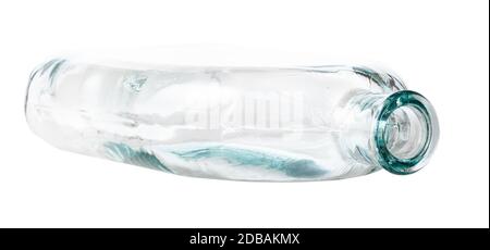 overturned empty clear flask isolated on white background Stock Photo