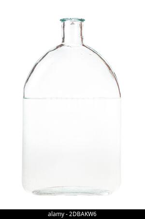 transparent glass flask with water isolated on white background Stock Photo