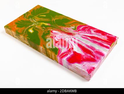 painting without frame with fluid acrylic image on white background Stock Photo