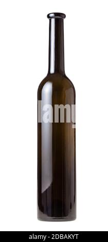 empty dark brown wine bottle isolated on white background Stock Photo