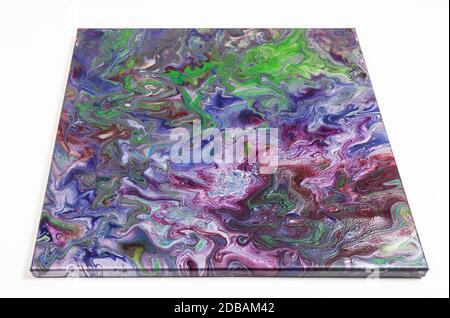 painting without frame with multi-colored acrylic image on white background Stock Photo