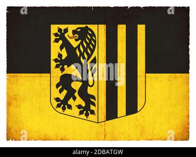 Flag of the German town Dresden (Saxony, Germany) created in grunge style Stock Photo