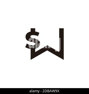 letter sw simple geometric linked line logo vector Stock Vector