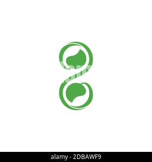 number 2 leaf swirl spiral infinity symbol logo vector Stock Vector
