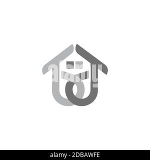 abstract letter bd linked colorful home logo vector Stock Vector