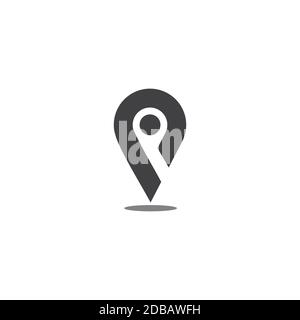 simple pin location geometric shadow design logo vector Stock Vector