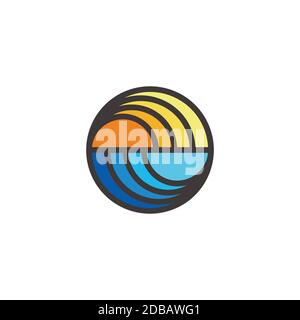 abstract sun ocean gradient geometric design logo vector Stock Vector