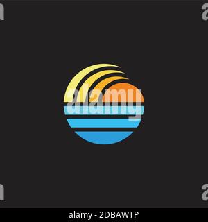 sun sea stripes gradient geometric logo vector Stock Vector