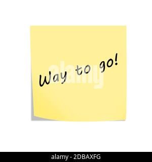 A Way to go reminder post note isolated on white with clipping path Stock Photo