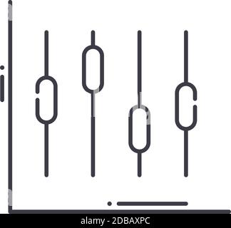 Technical analysis icon, linear isolated illustration, thin line vector, web design sign, outline concept symbol with editable stroke on white Stock Vector