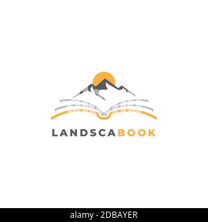 Landscape book logo design vector template Stock Vector