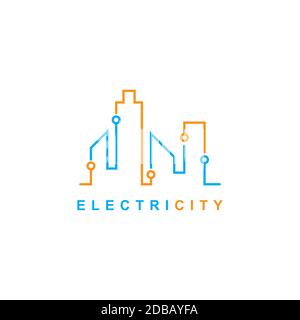 Electric city illustration symbol logo design vector template Stock Vector