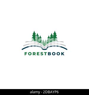 Forest book logo design illustration vector template Stock Vector