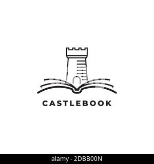 Castle with book logo design illustration symbol vector template Stock Vector