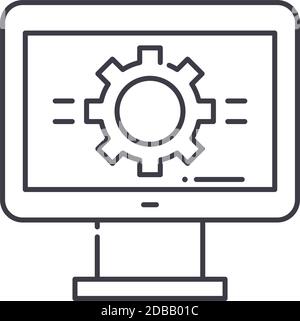 Tech support concept icon, linear isolated illustration, thin line vector, web design sign, outline concept symbol with editable stroke on white Stock Vector