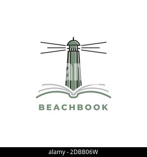 Beacon with book logo design inspiration Stock Vector