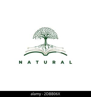 Book with tree logo design symbol vector template Stock Vector