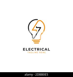 Electrical with bulb logo design template.Modern lamp icon vector Stock Vector