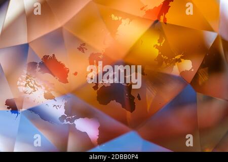 World map on abstract colorful background Stock Photo