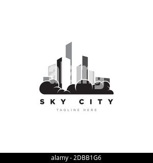 city sky illustration logo design vector template Stock Vector