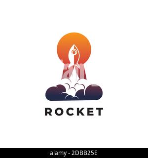 Rocket launch symbol logo design vector template Stock Vector